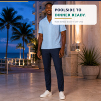 Chemise en tricot texturé pour homme 100% viscose pointelle à manches courtes, col rabattu boutonné, idéale pour l'été et les vacances, vente en gros OEM
