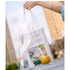 В наличии, модная Экологически чистая прозрачная Водонепроницаемая прозрачная сумка для покупок без молнии, сумка из ПВХ для женщин