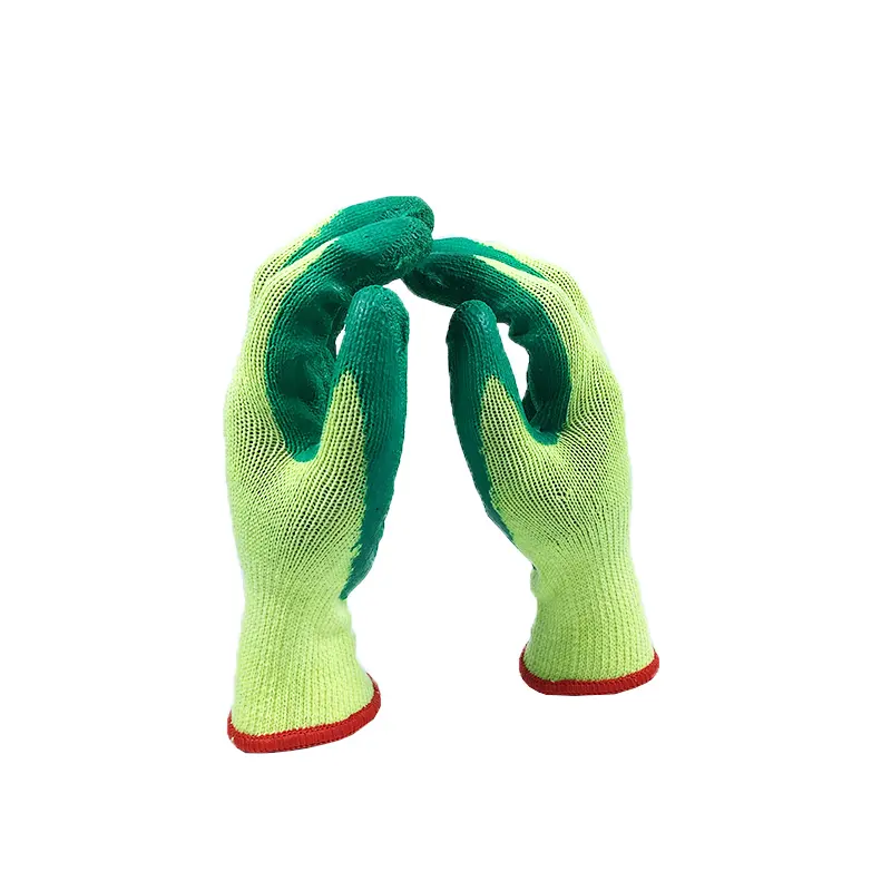 10G Polyester fiber latex wrinkle coating palm dip glue safety anti-skid garden handling work gloves