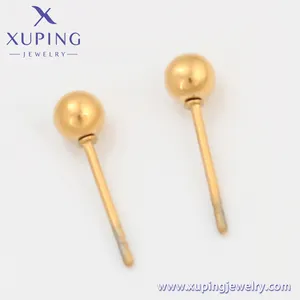 A00911950 Xuping perhiasan mode wanita anting-anting wanita sederhana bola manik warna emas 14K anting-anting baja tahan karat