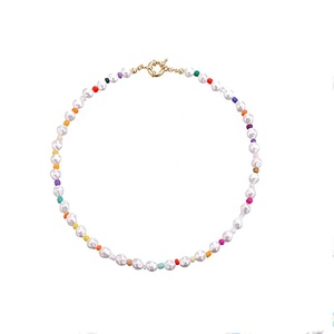 Collar de encaje hecho a mano para hombres y mujeres, piedra azul, flor, ojo malvado, dorado, Y2K, Perla de resina, polímero, arcilla - Product Image 3