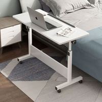 Chariot à roulettes Table de chevet inclinable Bureau à roulettes Table à roulettes réglable Support pour ordinateur portable Table d'appoint pour canapé