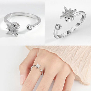 SC Wholesale Fidget <strong>Spinner</strong> <strong>Rings</strong> Collection Adjustable Silver <strong>Anxiety</strong> <strong>Rings</strong> Rotating Flower Star Butterfly Fidget <strong>Rings</strong> Women - Product Image 4
