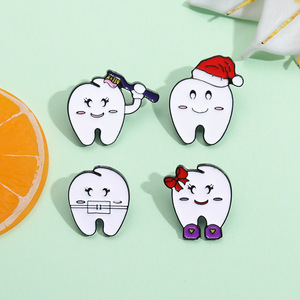 Pin de Solapa de Metal con Forma de Diente de Dibujos Animados, Recuerdo Dental, Protege los Dientes, Personalizado, Esmalte Suave - Product Image 2