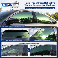 Film solaire réfléchissant vert foncé Tuman pour vitres de voiture, contrôle solaire, rejet de chaleur, 97% de rejet des rayons ultraviolets