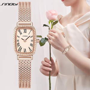 Reloj de Pulsera de Cuarzo Cuadrado Mini de Lujo para Mujer, Caja de Oro Rosa, Resistente al Agua - Product Image 1