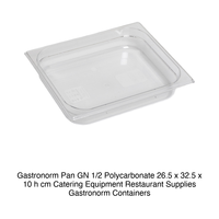 Bac alimentaire en polycarbonate GN 1/2, 26,5 × 32,5 × 10 h cm, sans couvercle, -100/+100 ° C