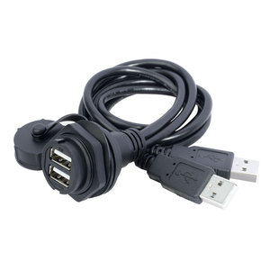 <span class=keywords><strong>Prise</strong></span> de panneau filetée étanche IP67 M25 double USB 2.0 avec câble de 5 m - Product Image 3
