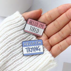 Divertenti citazioni di dialogo spille smaltate personalizzate <span class=keywords><strong>ciao</strong></span> I'Am Treying stanche stressate spille risvolto gioielli regalo per bambini <span class=keywords><strong>amici</strong></span> - Product Image 4