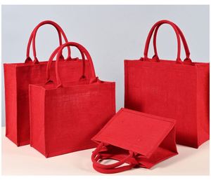Sacs fourre-tout personnalisés rouges de qualité supérieure, durables, pour la publicité et les promotions, en jute - Product Image 2