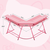 Pink Computer Corner Writing PC Latop Study Workstation PC Gaming Desk L Shaped Pink Gaming Escritorios RGB Gaming Mesas para niñas