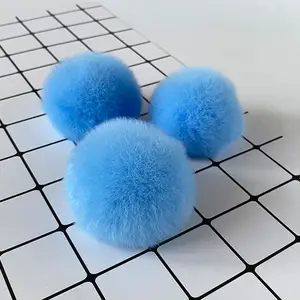 Fabrik Großhandel Plüsch 8cm Pompons mit elastischer Schleife weiß echte Rex Kaninchen Fell Pom Poms Bälle