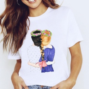 T-<span class=keywords><strong>shirt</strong></span> Personalizzata da Donna con Stampa Cartoon Mamma Figlio Figlia, Maglietta Casual da Donna con Grafica Femminile - Product Image 3