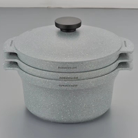 Ensembles de casseroles rondes de cuisine avec revêtement en céramique granit antiadhésif et accessoires en acier inoxydable