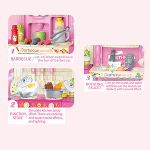 3 en 1 Barbecue Juguetes <span class=keywords><strong>Chef</strong></span> Meubles Jouets Cuisiner Nourriture Enfant Faire semblant Jouer Commode Table Ensemble Enfants Grande Cuisine Jouets pour Filles - Product Image 5