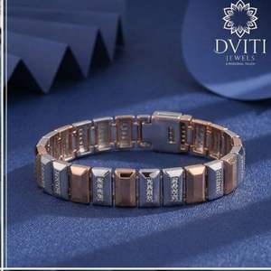 Pulsera de Eslabones con Dijes de Plata de Ley 925 en Dos Tonos, Oro Rosa y Plata, para Mujer, 24GM, 92.5% Pura, de Dviti Jewels - Product Image 1
