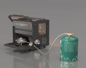 Réchaud à <span class=keywords><strong>gaz</strong></span> portable 3-en-1 Alogfire avec couvercle rabattable, foyer au butane professionnel avec tuyau <span class=keywords><strong>flexible</strong></span> en acier inoxydable, foyer de table à flamme réelle - Product Image 3
