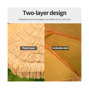 Sun Proof U v protection <strong>Bohemian</strong> Patio Umbrellas Thatch Roof Hawaii Hula Straw Beach Garden Umbrellas Wood Color <strong>Parasol</strong> - Product Image 6