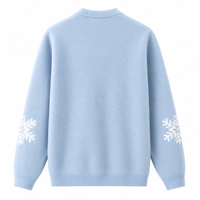 Pull de Noël personnalisé épaissi à col montant, manches longues, motif flocon de neige, tricoté, chaud, pour homme, idéal pour l'hiver