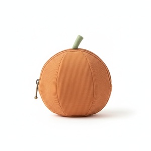 Pochette en velours côtelé en forme d'orange, sac à fermeture éclair 3D mignon en forme de fruit, papeterie Kawaii, logo personnalisé, cadeau d'entreprise - Product Image 4