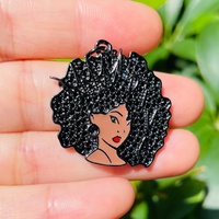 Afro Queen Diva Charm Pendant Fashion Bling Shoe Jewelry Accessory Metal Decoration with Alloy Buckle for Women