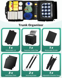Organizador de Maletero de Coche Plegable, Impermeable y de Lujo, con Bolsa Refrigerante, Múltiples Compartimentos, para Almacenamiento de Comestibles, con Tapa - Product Image 5