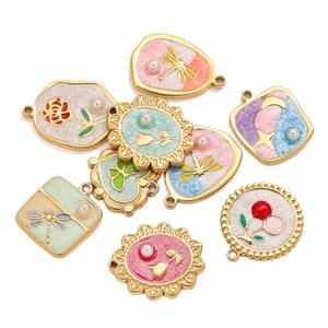 Liontin perhiasan halus baja tahan karat warna-warni jimat ukiran antik capung bunga buatan tangan DIY jimat kalung - Product Image 5