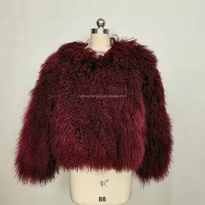 Good Quality Regular curly lamb real fur coat fur coat women brown lamb