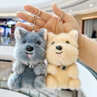 Porte-clés en peluche chiot de dessin animé mignon, pendentif poupée Kawaii, breloque de sac pour couple, jouet en peluche pour machine à griffes
