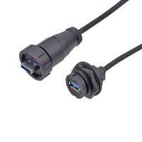Conector USB 3.0 Tipo C de Bairui, Enchufe Macho Recto, Resistente al Agua IP67, Cable de 0.3M/3m, Conector para Placa PCB, Aplicación de Alimentación de 10A, 6 Pines