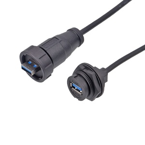 Connecteur mâle droit USB 3.0 Type-C Bairui à clipser, étanche IP67, 0,3 m, prise de carte PCB 3 m, application alimentation 10A, connecteurs 6P - Product Image 1