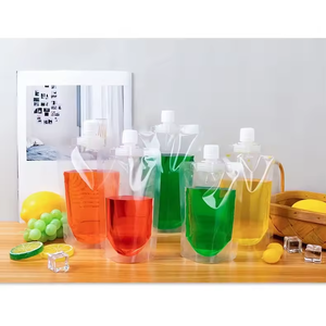 SGP PAS DE TAXE vente chaude jetable boisson buse sac étanche à l'humidité en plastique transparent sac emballage debout pochette pour boissons - Product Image 1