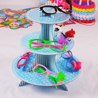Suministros de fiesta al por mayor de fábrica de YiWu, soporte de pastel de papel de 3 capas, respetuoso con el medio ambiente, gran oferta, DIY