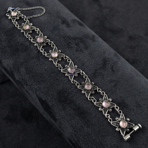 Bracelet tendance pour femme en argent sterling avec perles rondes en quartz cristallin - Cadeau pour les occasions de fête - Product Image 3