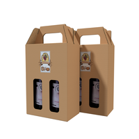 Caja de Cartón Corrugado Kraft para Cerveza y Vino, Portátil, Personalizada con Impresión, Venta al Por Mayor