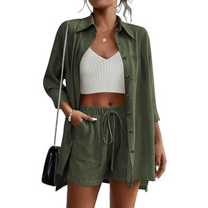 เสื้อคลุมคาร์ดิแกนแขน 7 ส่วน ปกเสื้อแบบลำลอง ติดกระดุม สำหรับผู้หญิง สไตล์ลำลอง แฟชั่นชายหาดฤดูร้อน - Product Image 2