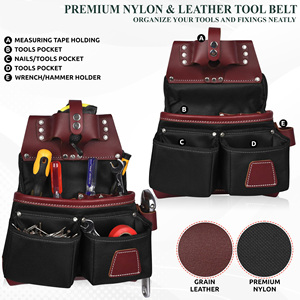 Nylon <strong>Leather</strong> Heavy Duty Drywall <strong>Tool</strong> Bag Belt Customizable OEM/ODM <strong>Tool</strong> <strong>Pouch</strong> for Carpenter Construction Framers Electrician - Product Image 3