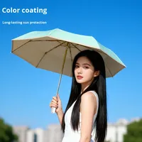 Parapluie pliable de haute qualité, léger, coupe-vent, coloré, résistant aux UV, frais, triple pliage, double usage soleil et pluie