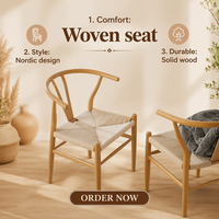 Fauteuil Y-Chair en bois de hêtre, style vintage, en bois massif, avec tressage en corde, nouveau style chinois, simple, pour hôtel et maison d'hôtes, fauteuil de bureau écologique avec dossier