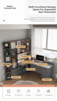 Bureau d'ordinateur personnalisable en taille et couleur, durable et écologique, avec étagère, bibliothèque et tiroirs, mobilier gain de place pour le bureau à domicile