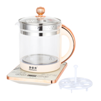 Bouilloire électrique portable sans fil en verre et acier inoxydable, arrêt automatique, capacité 1,8 L, base rotative à 360 degrés, usage domestique