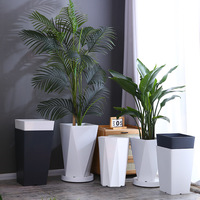 Pots de jardin en plastique émaillé blanc et gris, grands pots de fleurs de style nordique pour la maison et les centres commerciaux