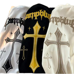 เสื้อฮู้ดปักลายโกธิคสำหรับผู้ชาย ผ้าฟลีซหนานุ่มสั่งทำพิเศษ - Product Image 1