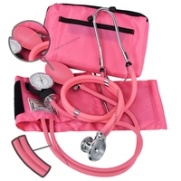 Tensiomètre Aneroid à Brassard Manuel pour Bras Supérieur, Stéthoscope et Manchette de Tension Artérielle Assortis Violet Rose pour Vérification Médicale