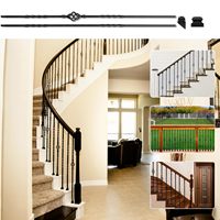 Luxe Moderne Satin Noir 1/2 "Creux En Métal Panier Balustres Poudre Revêtement En Fer Forgé Escalier Porche En Acier Inoxydable Sécurité