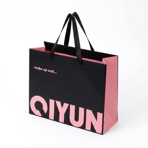 Sacs cadeaux en papier de luxe personnalisés roses pour boutiques de détail, sacs d'emballage en carton avec impression de votre propre logo et poignée - Product Image 2