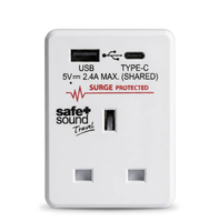 Convertisseur de prise britannique standard européenne 13A avec protection contre les surtensions, double chargeur USB AC/DC, certifications de sécurité complètes, caméra LED