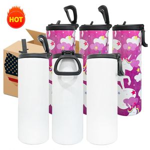 Free Shipping 20Oz Skinny Straight Gloss Tumbler With Flip Top Lid for White Sublimation - Product Image 2