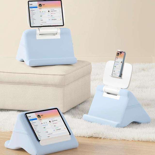 Saiji Blue 3-Angle Adjustable Portable Compact Foam Tablet Phone Stand for 4.7-12.9" Devices Mini Kindle E-Readers Pillow Stand