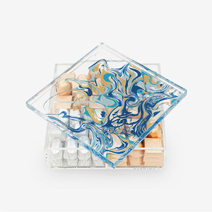 Khay Chia Lucite Trong Suốt Khay 3 Ngăn Khay Hộp Quà Tặng Đựng Kẹo Thực Phẩm Bằng Đá Cẩm Thạch Acrylic Có Nắp - Product Image 5